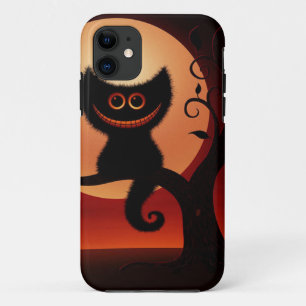 Whimsical Smiling Black Cat iPhone 11 Case