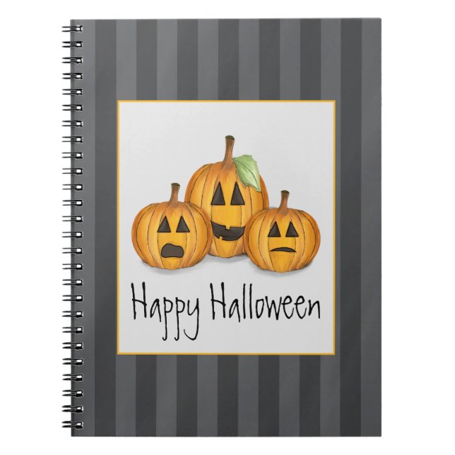 Whimsical Smiling Jack O Lanterns Notebook (Front)