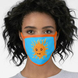 Whimsical Smiling Sun Face Mask