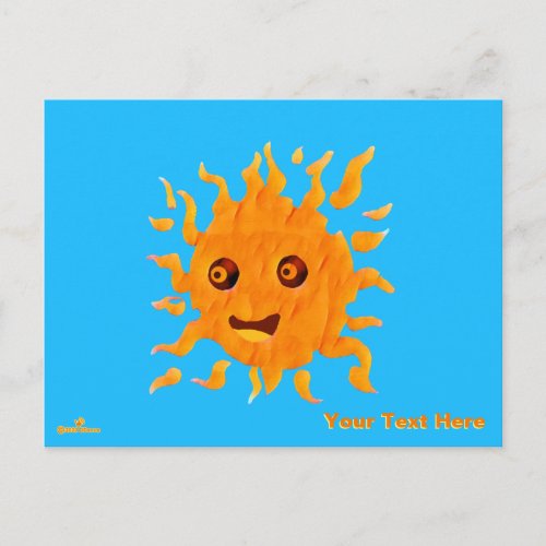 Whimsical Smiling Sun Holiday Postcard