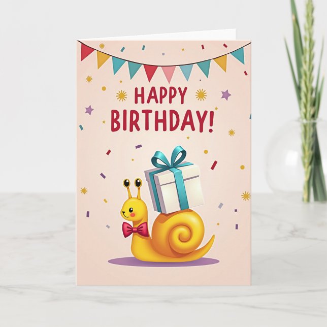 Whimsical Snail Birthday Card (Front)
