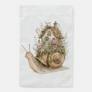 Whimsical Snail House Cottagecore Garden Flag