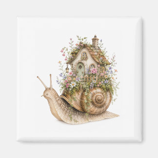 Whimsical Snail House Cottagecore Magnet