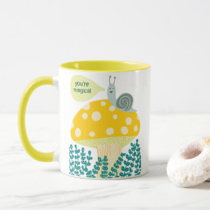 Whimsical Snail on Magical Mushroom CUSTOM Mug