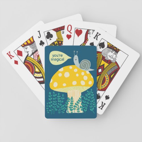 Whimsical Snail on Magical Mushroom CUSTOM Poker Cards