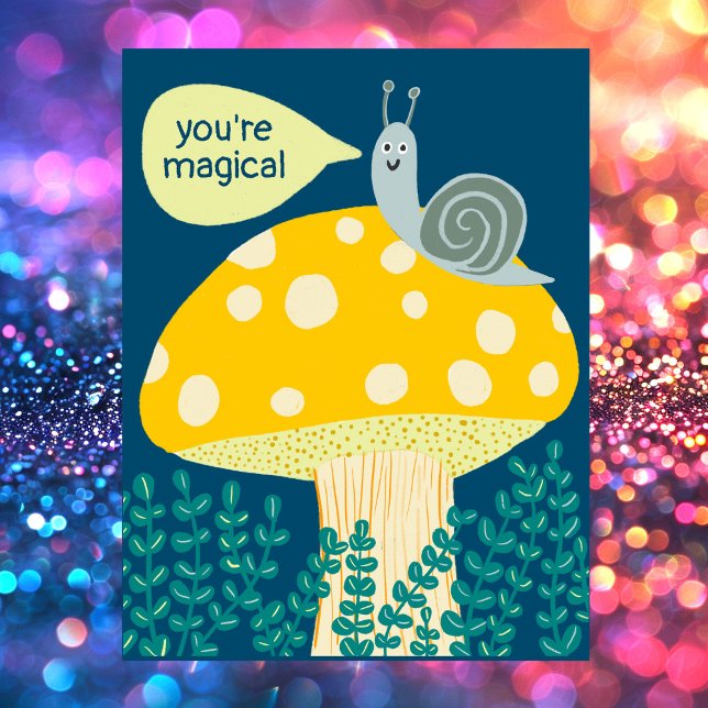 Whimsical Snail on Magical Mushroom Cute CUSTOM Postcard (Whimsical Snail on Magical Mushroom Cute CUSTOM Postcard
)