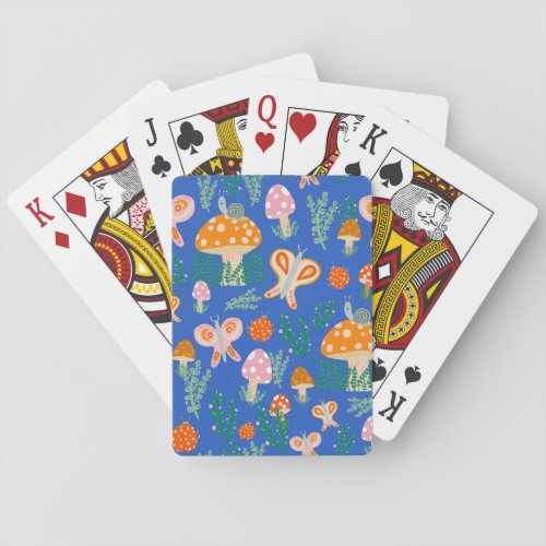 Whimsical Snail on Magical Mushroom Poker Cards