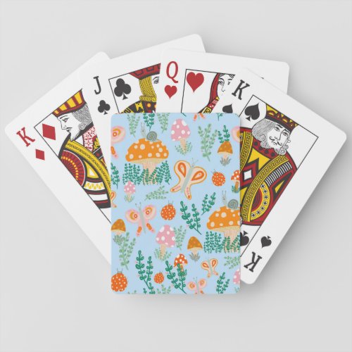 Whimsical Snail on Magical Mushroom Poker Cards