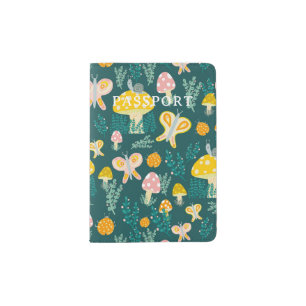 Whimsical Snails Mushrooms Butterflies Forest Passport Holder