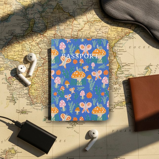 Whimsical Snails Mushrooms Butterflies Personalize Passport Holder (Whimsical Snails Mushrooms Butterflies Forest Personalized Passport Holder
)