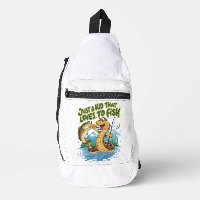 Whimsical Snake and Fish T-Shirt Sling Bag (Front)