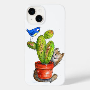 Whimsical Sneaky Cat with Cactus Case-Mate iPhone 14 Case