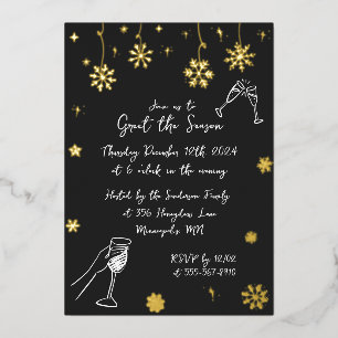 Whimsical Snow Christmas Holiday Winter Party  Foil Invitation