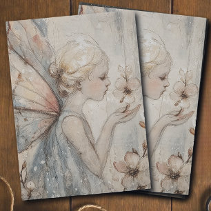 Whimsical Snow Fairy Wildflower Decoupage Tissue Paper