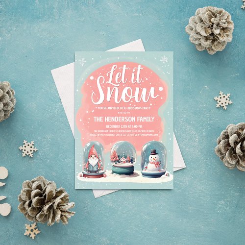 Whimsical Snow Globe Christmas Party Invitation