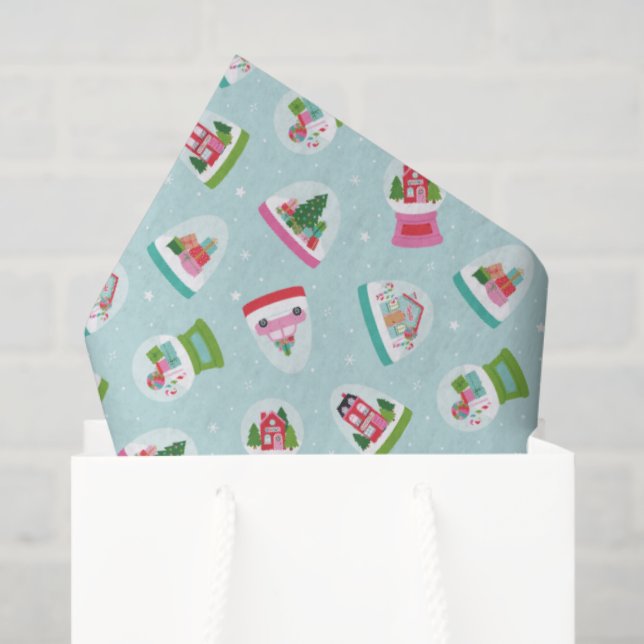 Whimsical Snow Globes in Aqua Blue Pattern Tissue Paper (Gift Bag)