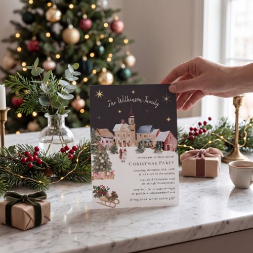 Whimsical Snow Village Christmas Holiday Party  Invitation