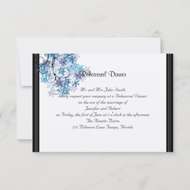 Whimsical Snowflake Tree Posh Wedding Rehearsal Invitation (Front)