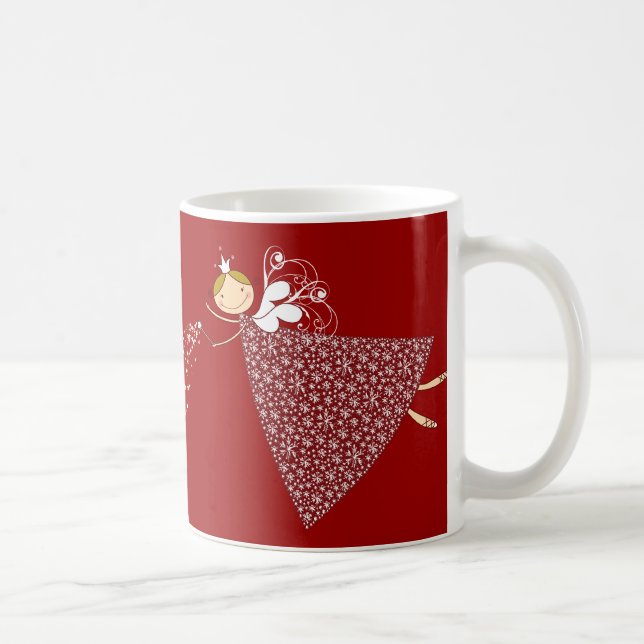 Whimsical Snowflakes Christmas Fairy Angel Holiday Coffee Mug (Right)