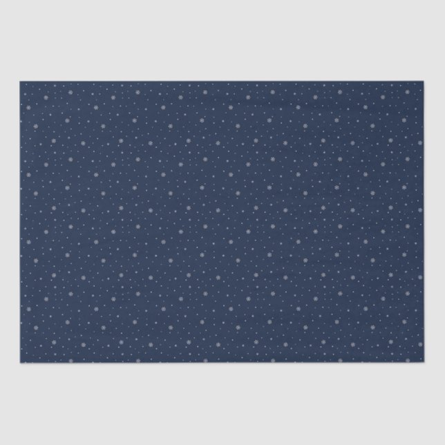 Whimsical Snowflakes Christmas Pattern Dark Blue Tissue Paper (Front)