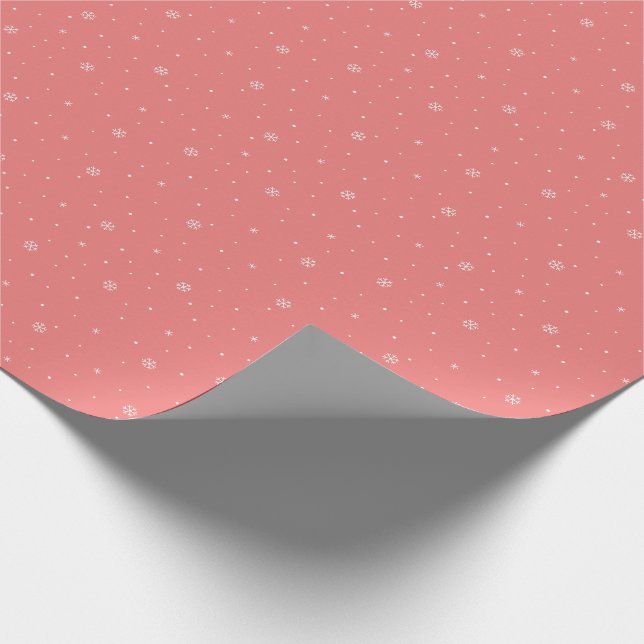 Whimsical Snowflakes Christmas Pattern in Pink Wrapping Paper (Corner)