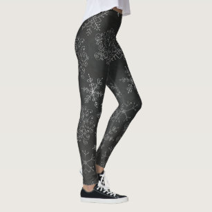 White Snowflakes on Black Leggings