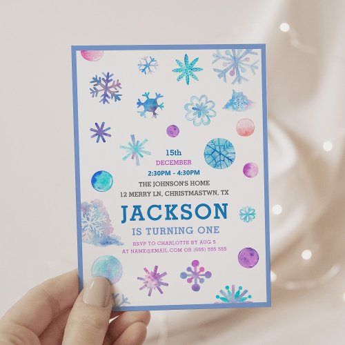 Whimsical Snowflakes Winter Kids Birthday Party