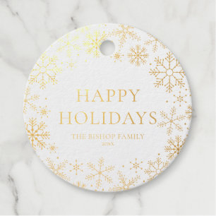 Whimsical Snowflakes Wreath Holiday Foil Favor Tags