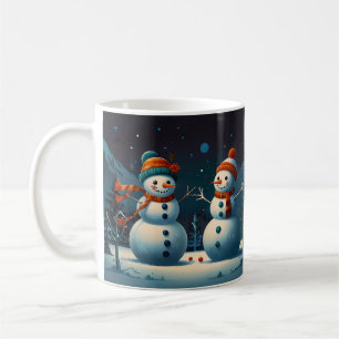 Whimsical Snowman Christmas Artwork Coffee Mug