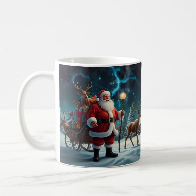 Whimsical Snowman Christmas Artwork Coffee Mug (Left)