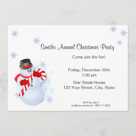 Whimsical Snowman Christmas Party Invitations