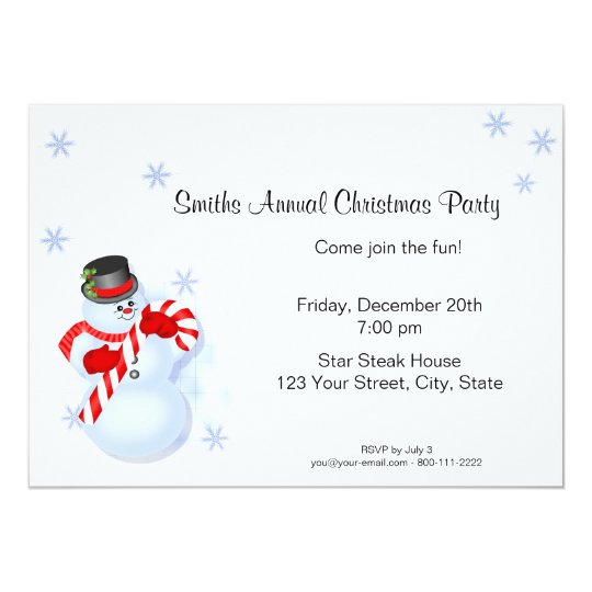 Whimsical Snowman Christmas Party Invitations | Zazzle.com