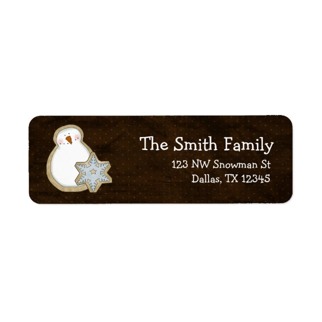 Whimsical Snowman Christmas Return Address Label (Front)