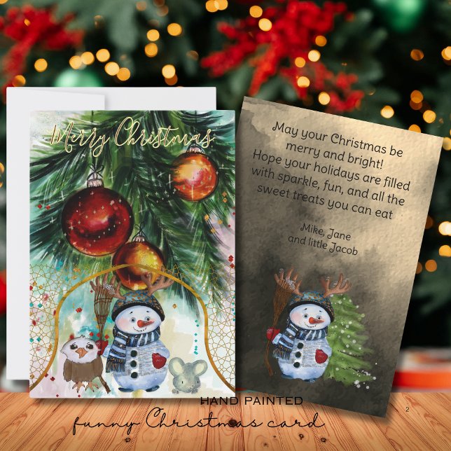 Whimsical Snowman & Forest Friends Holiday Card (Whimsical Snowman & Forest Friends Holiday Card)