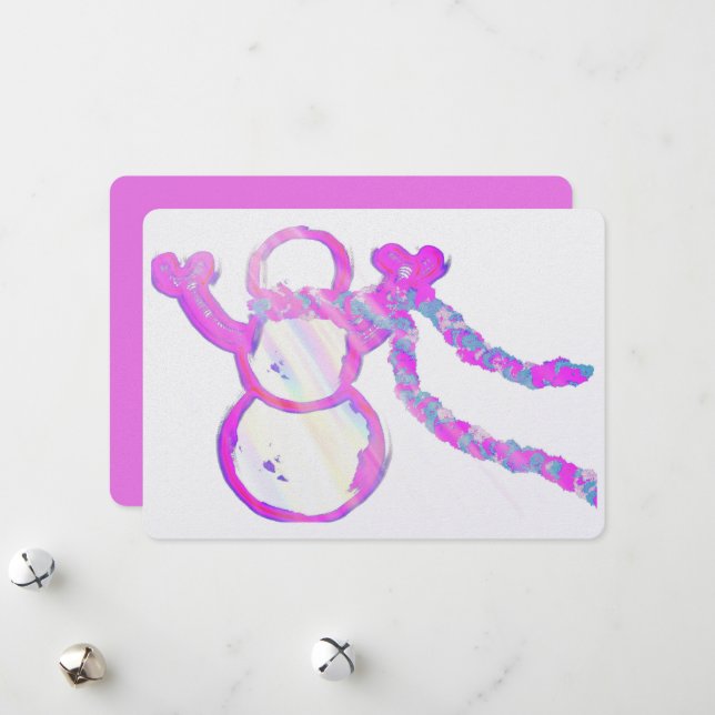 Whimsical snowman holiday card (Front/Back In Situ)