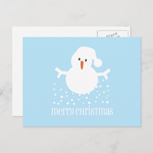 Whimsical Snowman Holiday Greeting Postcard (Front/Back)