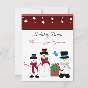 Whimsical Snowman Holiday Party Invitation