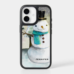 Whimsical Snowman in Winter Christmas Scene iPhone 17 Case