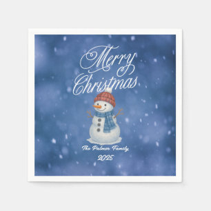 Whimsical Snowman Merry Christmas Napkins