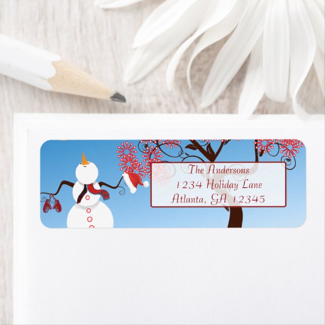 Whimsical Snowman Return Address Label (Insitu)