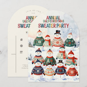 Whimsical Snowman Ugly Sweater Holiday TMF26 Invitation