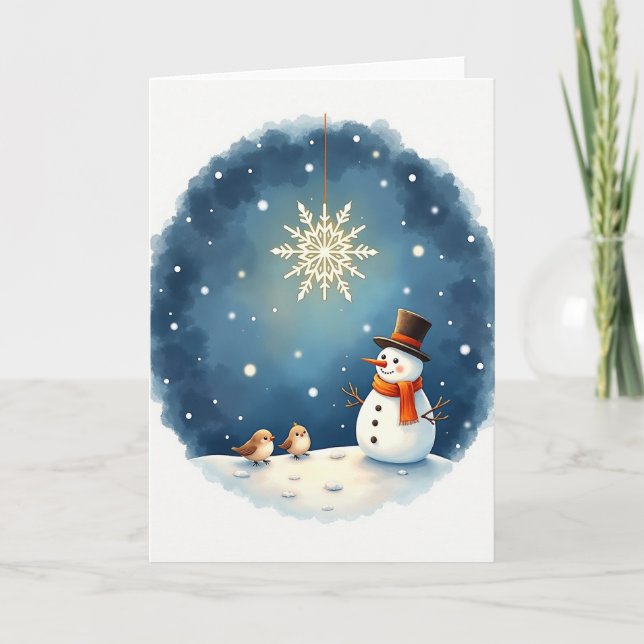 Whimsical Snowman Winter Card (Front)