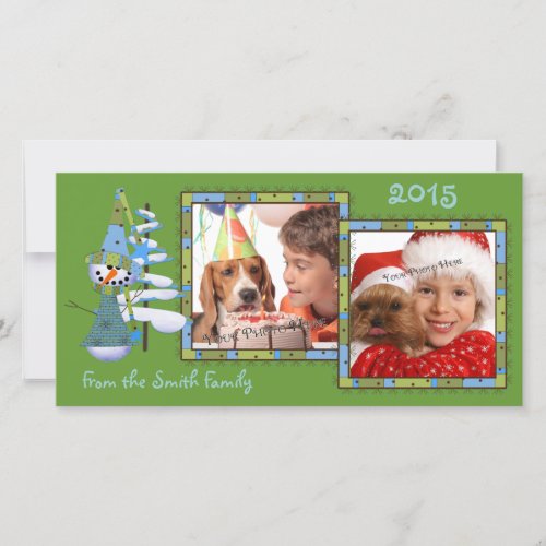 Whimsical Snowmen 2 Photo Holiday Cards