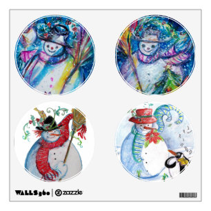 WHIMSICAL SNOWMEN CIRCLE CHRISTMAS COLLECTION WALL STICKER
