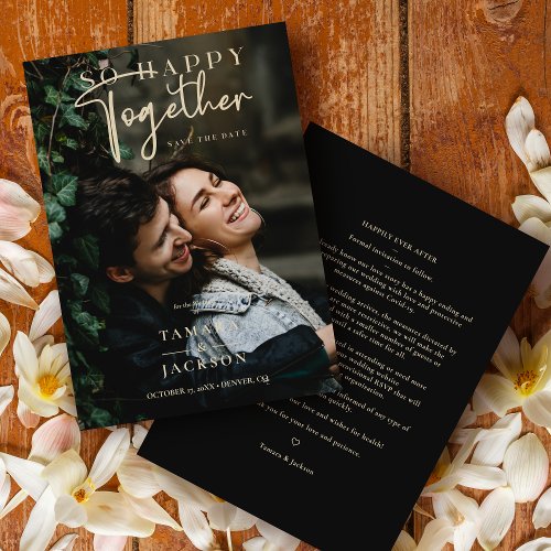 Whimsical So Happy Together Quote Photo Wedding Save The Date