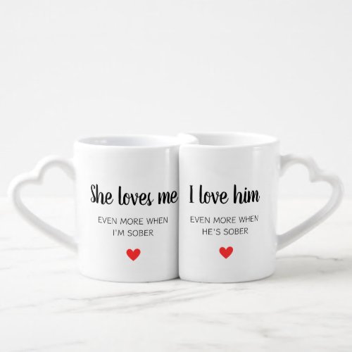 Whimsical Sobriety Love Couple Coffee Mug Set