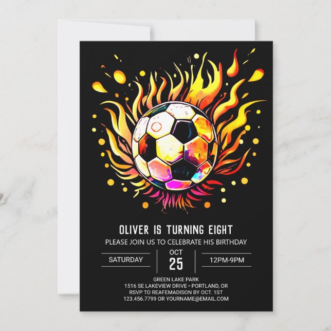 Whimsical Soccer Kids Editable Birthday Invitation (Front)