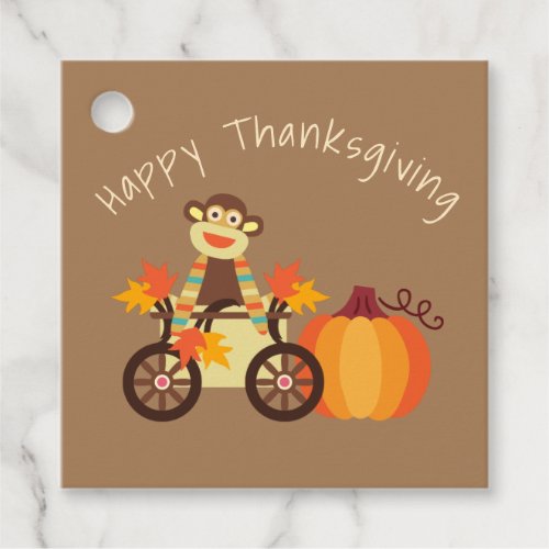 Whimsical Sock Monkey Thanksgiving  Favor Tags