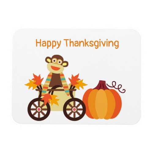 Whimsical Sock Monkey Thanksgiving Magnet