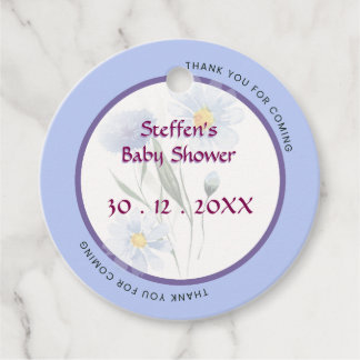 Whimsical Soft Blue Floral Baby Shower Personalize Favor Tags